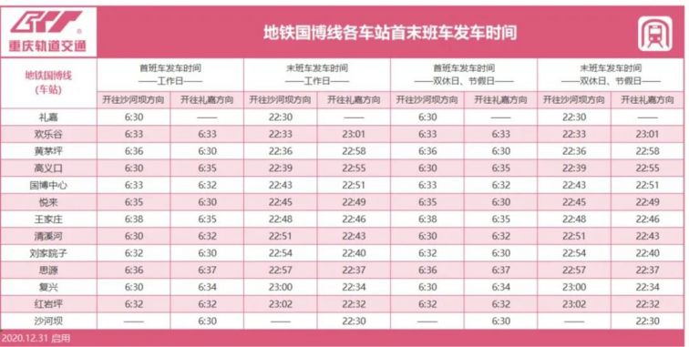 2022重慶輕軌首末班車最全時刻表精確到每個站點