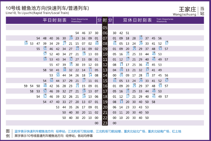 重庆直快列车时刻表(超全)