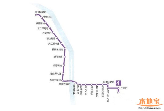 长沙地铁4号线站点位置(图)