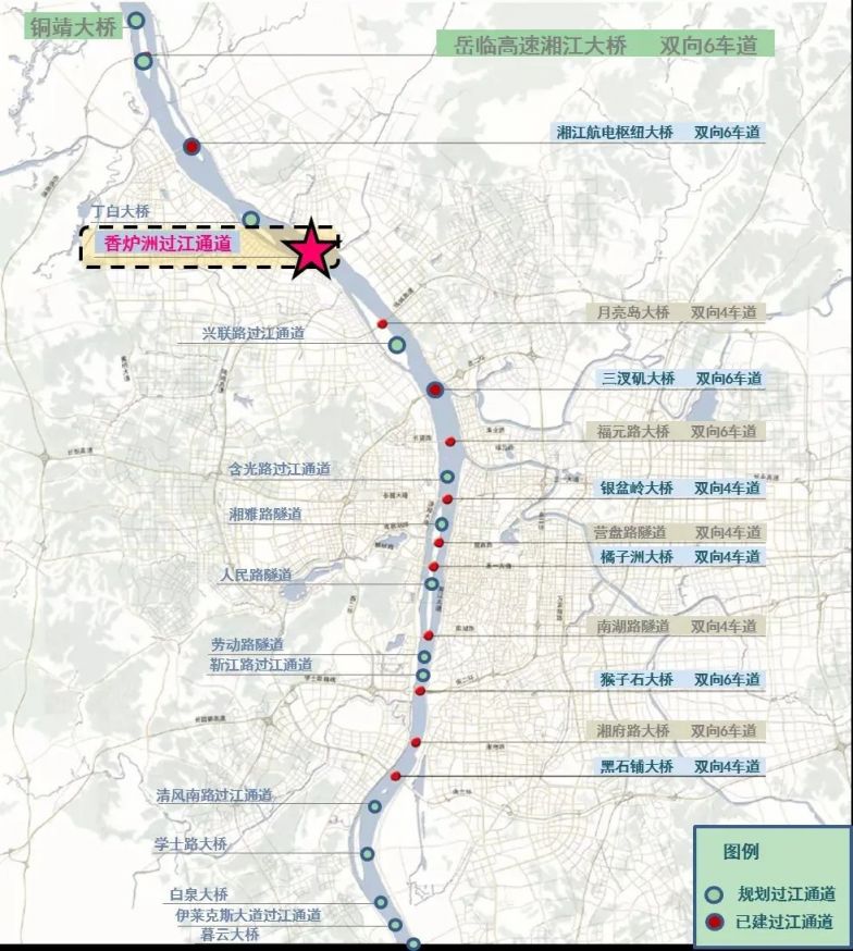 长沙香炉洲大桥线路走向规划设计