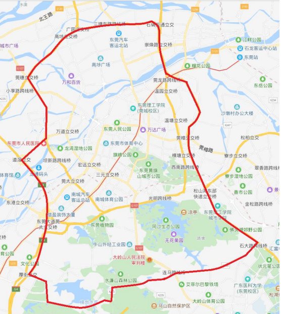 东莞货车限行路段地图图片