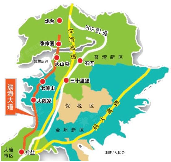 大连渤海大道规划图图片