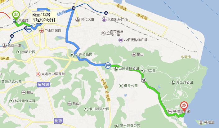 大连火车站到棒棰岛交通线路(公交 自驾)