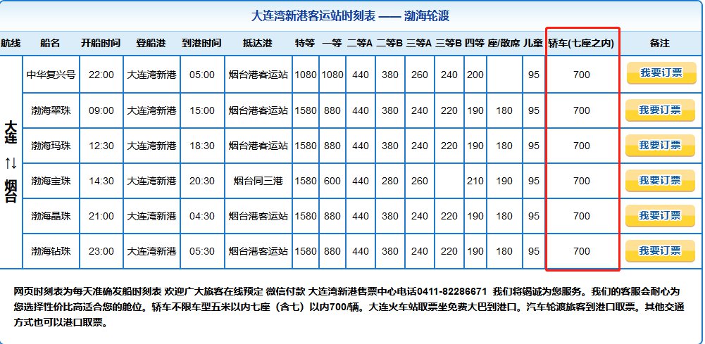 大连到烟台船票时刻表图片