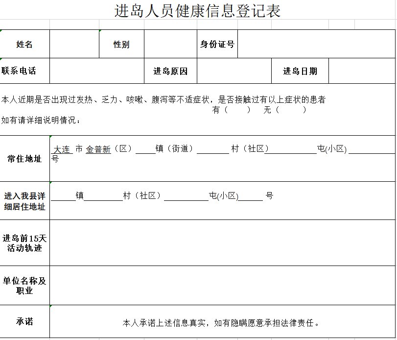 進島人員健康信息登記表