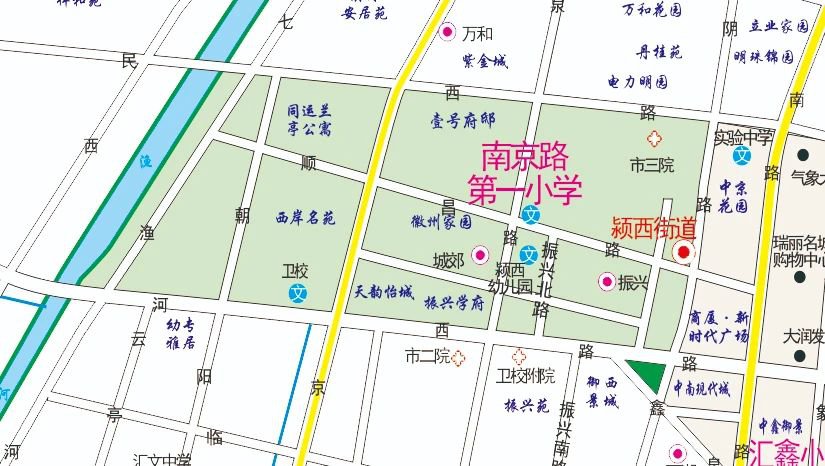 阜阳市颍州区城区公办小学学区分布高清示意图