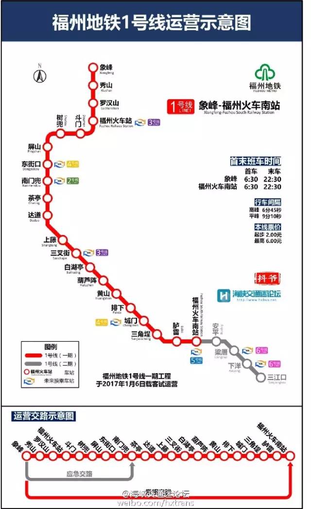 福州地铁一号线全线通车就在1月6日