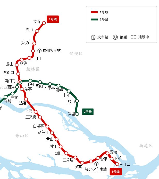 地铁1号线线路图福州图片