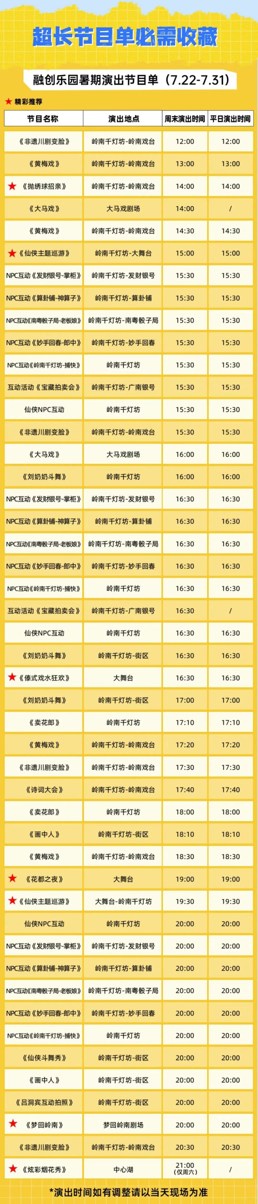 2025广州融创乐园暑假表演活动节目单（7月22日-7月31日）