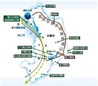 文昌滨海旅游公路线路图