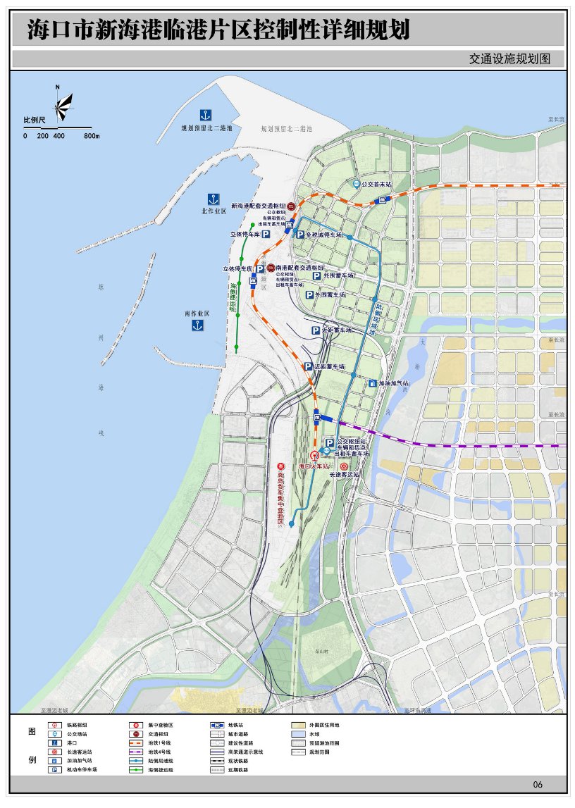 新海港临港片区规划了地铁1号线和4号线,设有4个站点,分别为海口火车