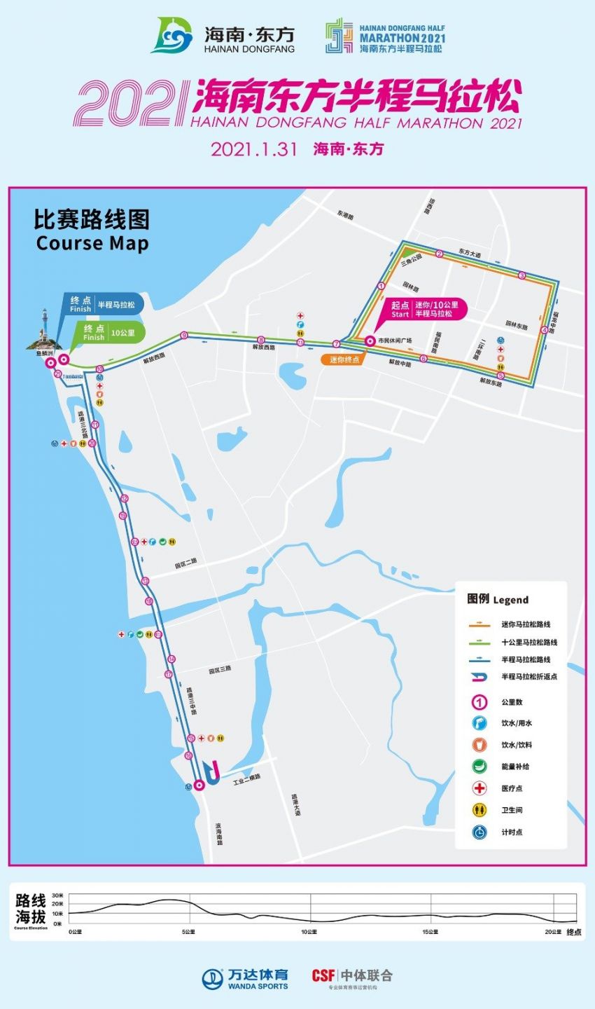 2021海南东方半程马拉松比赛路线附路线图
