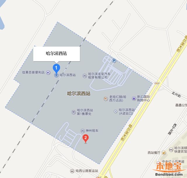 哈西站停车场示意图地址:黑龙江省哈尔滨市南岗区中兴大街1号院内