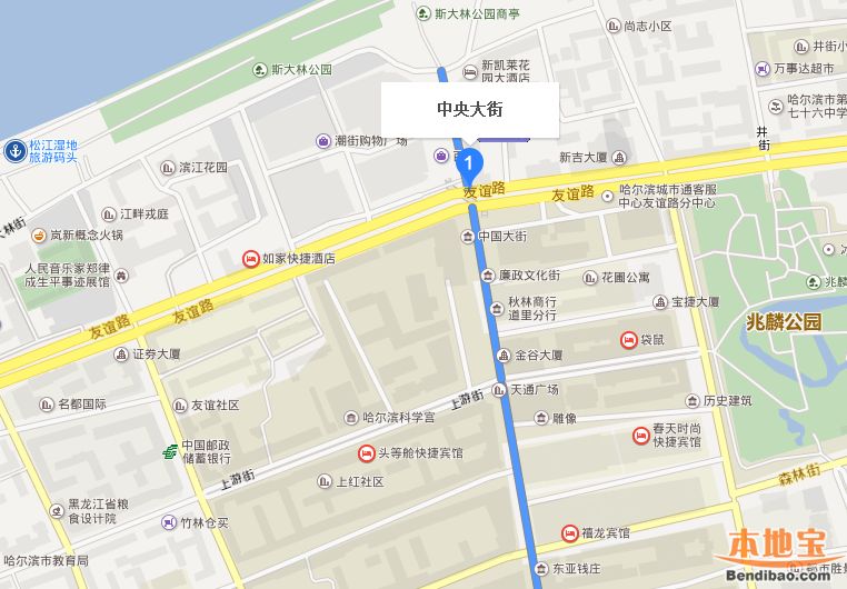 哈尔滨中央大街路线图图片