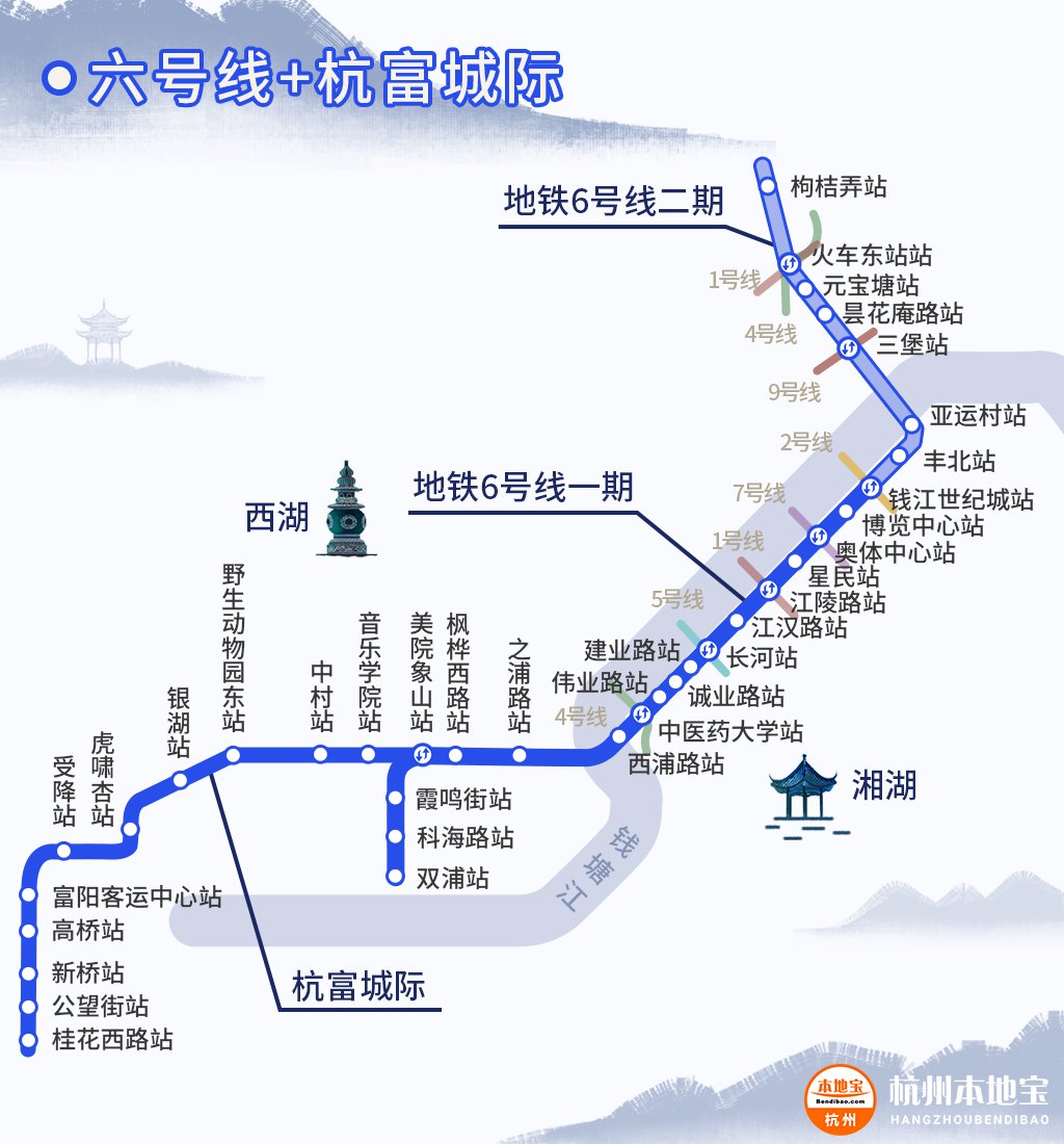 杭州6号线地铁什么时候通车开通时间站点名称线路图