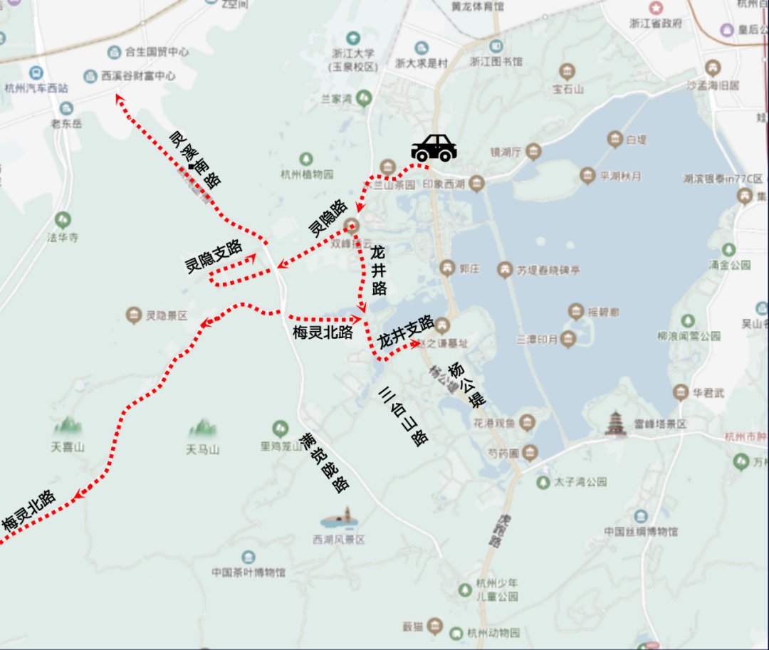 2021杭州春節西湖限行範圍圖一覽圖