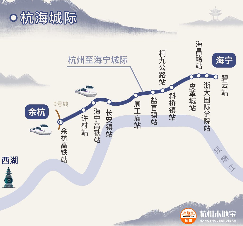 杭州地铁9号线和杭海城际铁路链接吗?