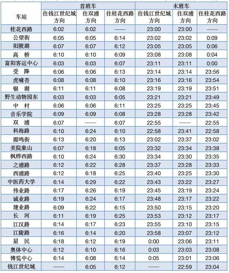 2021杭州地鐵中秋運營時間表一覽持續更新