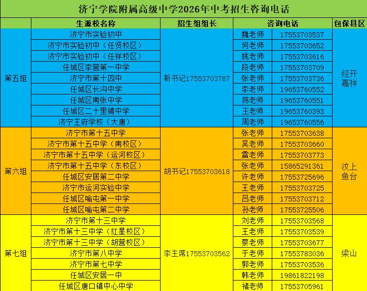 2026济宁学院附属高级中学中考招生咨询热线