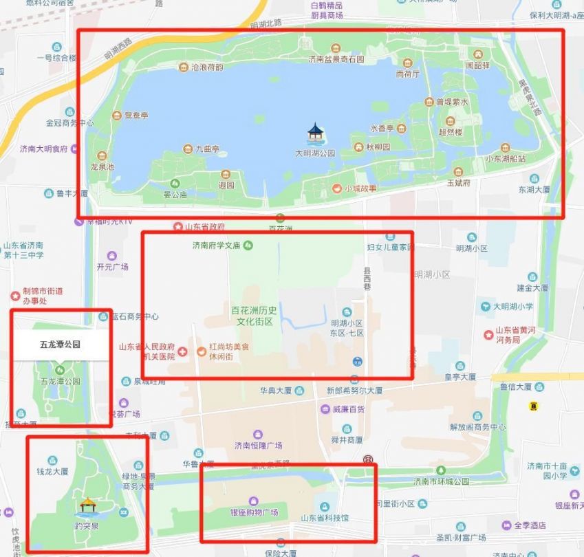 济南大明湖路线图图片