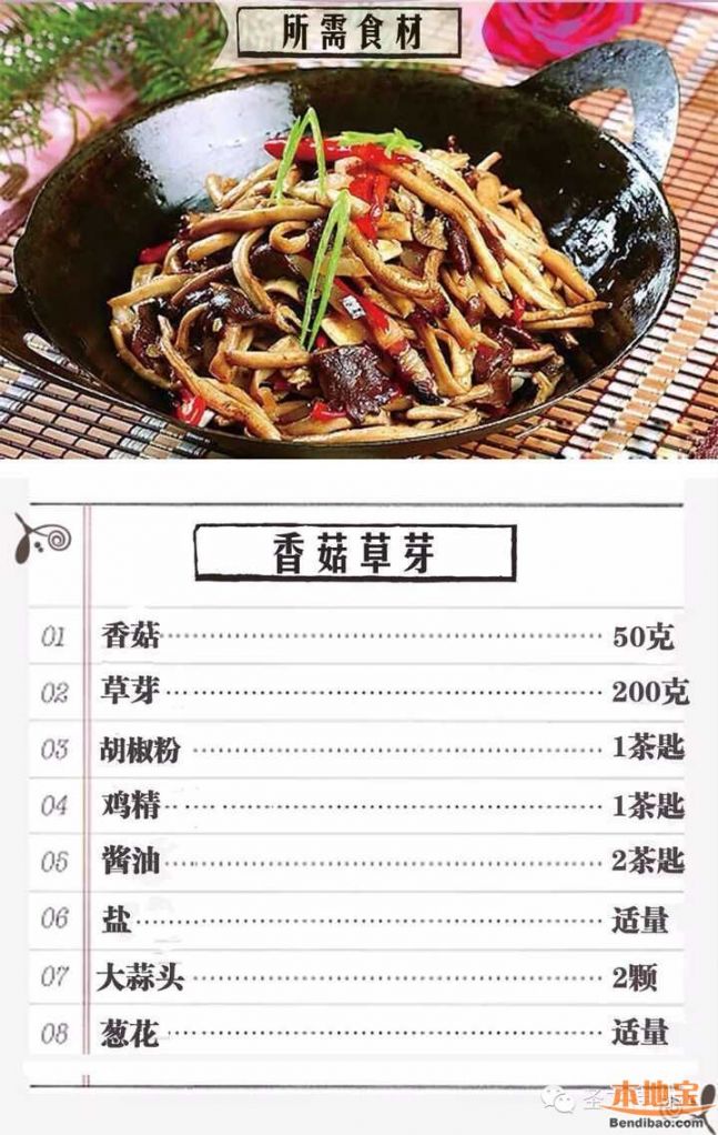 十二道锋味香菇草芽的做法