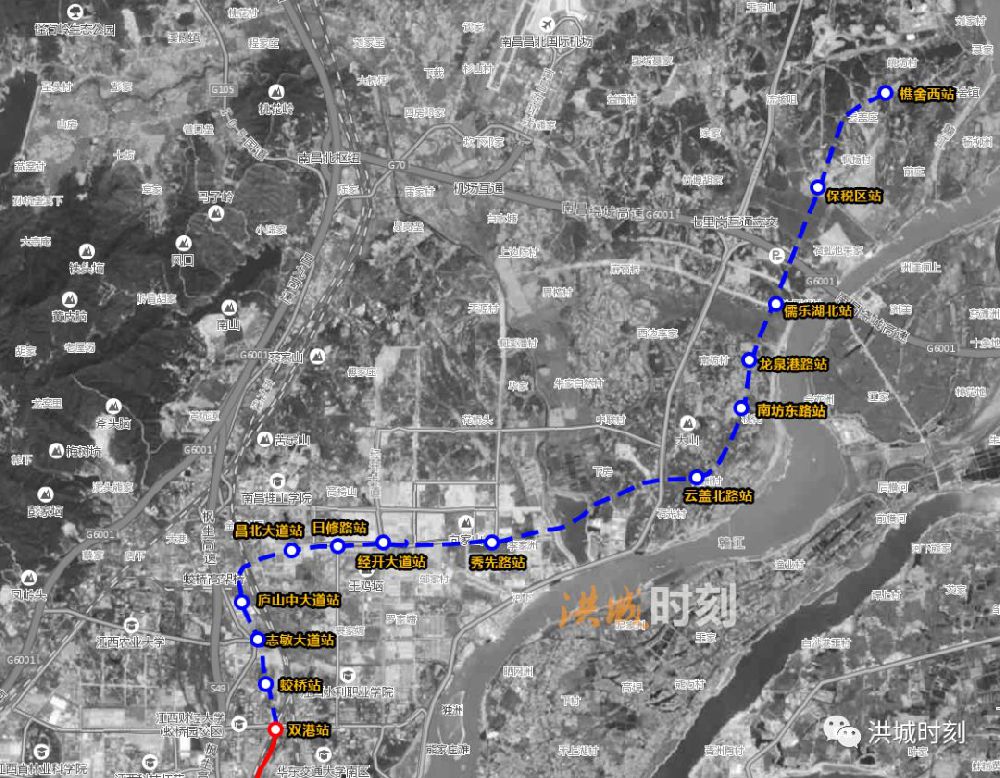 南昌地铁1号线北延线赣江新区核心区方向站点及线路走向一览