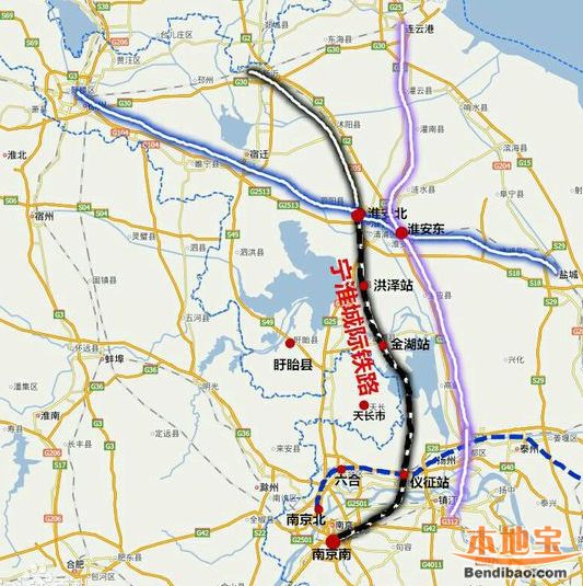 宁淮高速铁路线路详图图片
