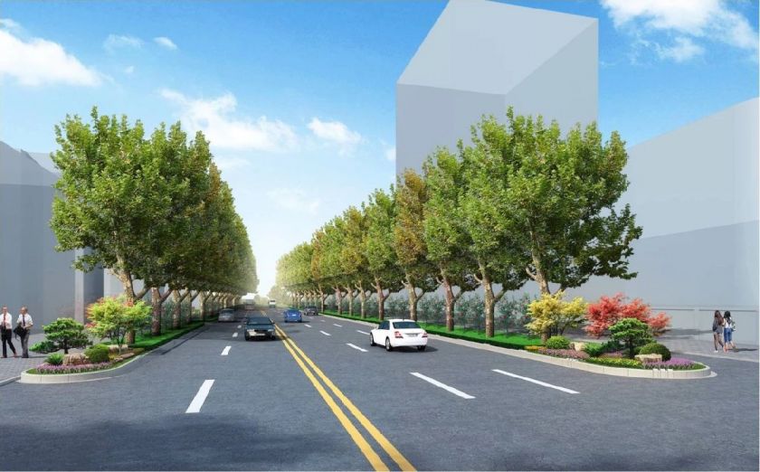 9号线白云亭路站行道树恢复效果图:按照市委市政府战疫情,扩内需,稳