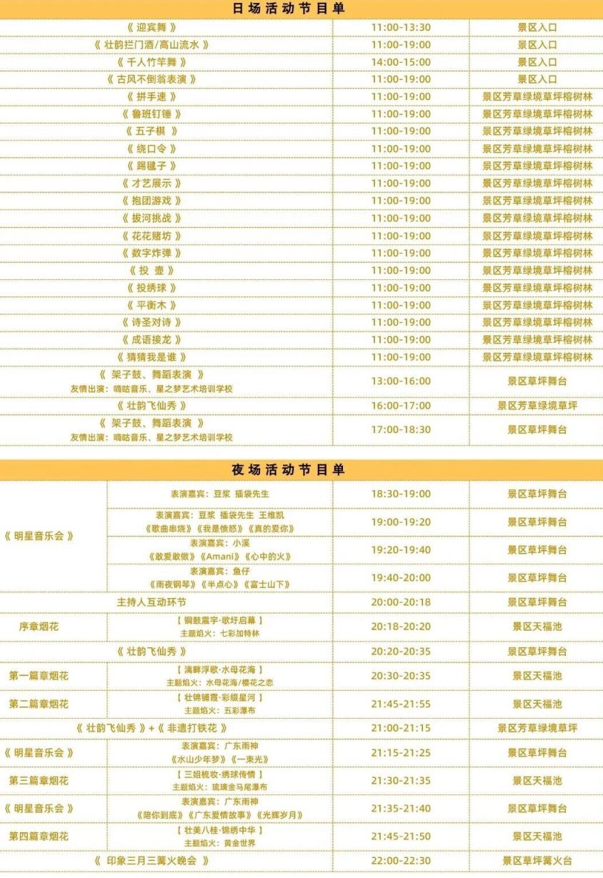 2026年南宁花花大世界景区三月三活动节目单