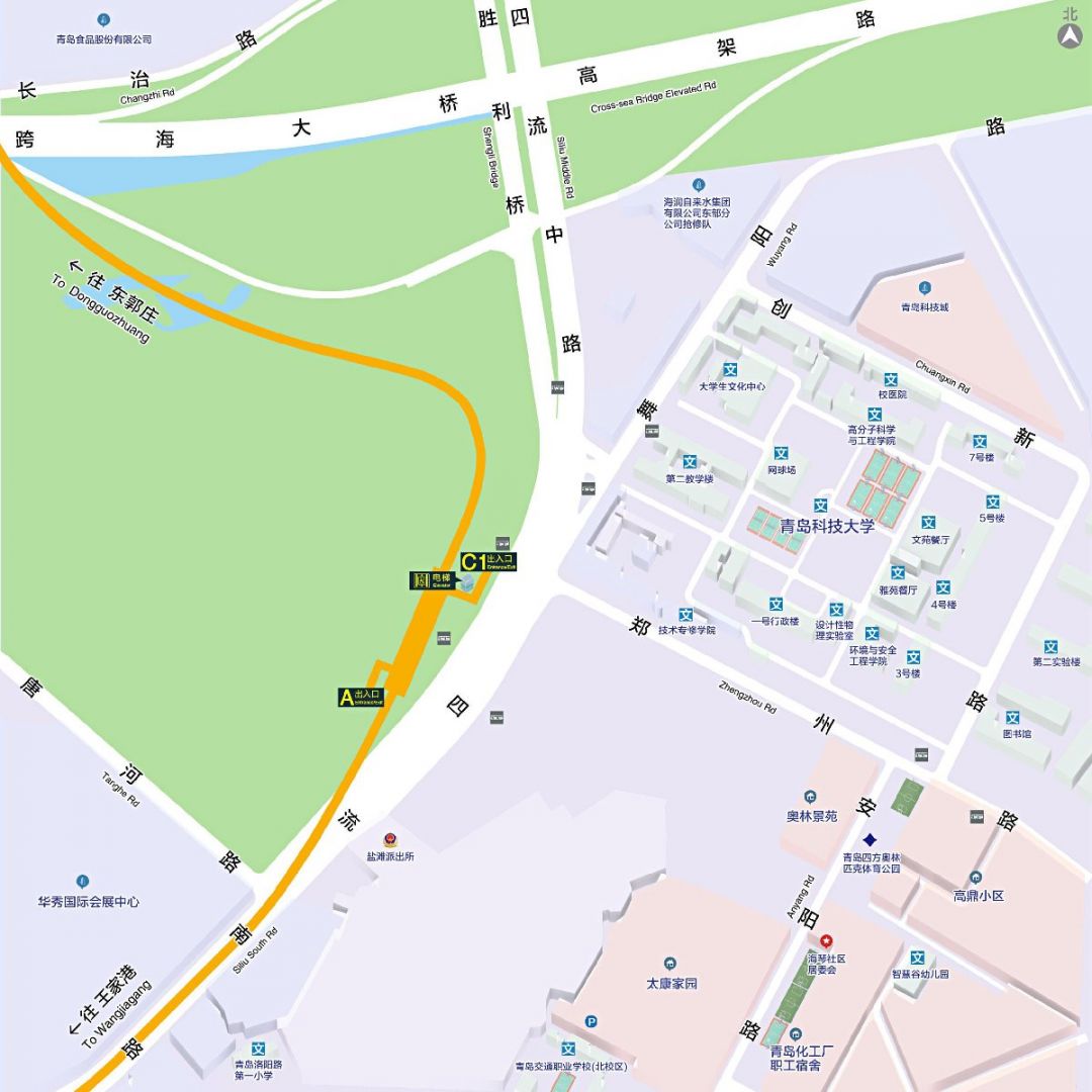 青岛1号线地铁胜利桥纺织谷站公交换乘出站口信息