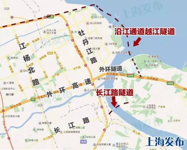 上海長江路隧道9月10日起試通車沿江通道越江隧道規劃公示