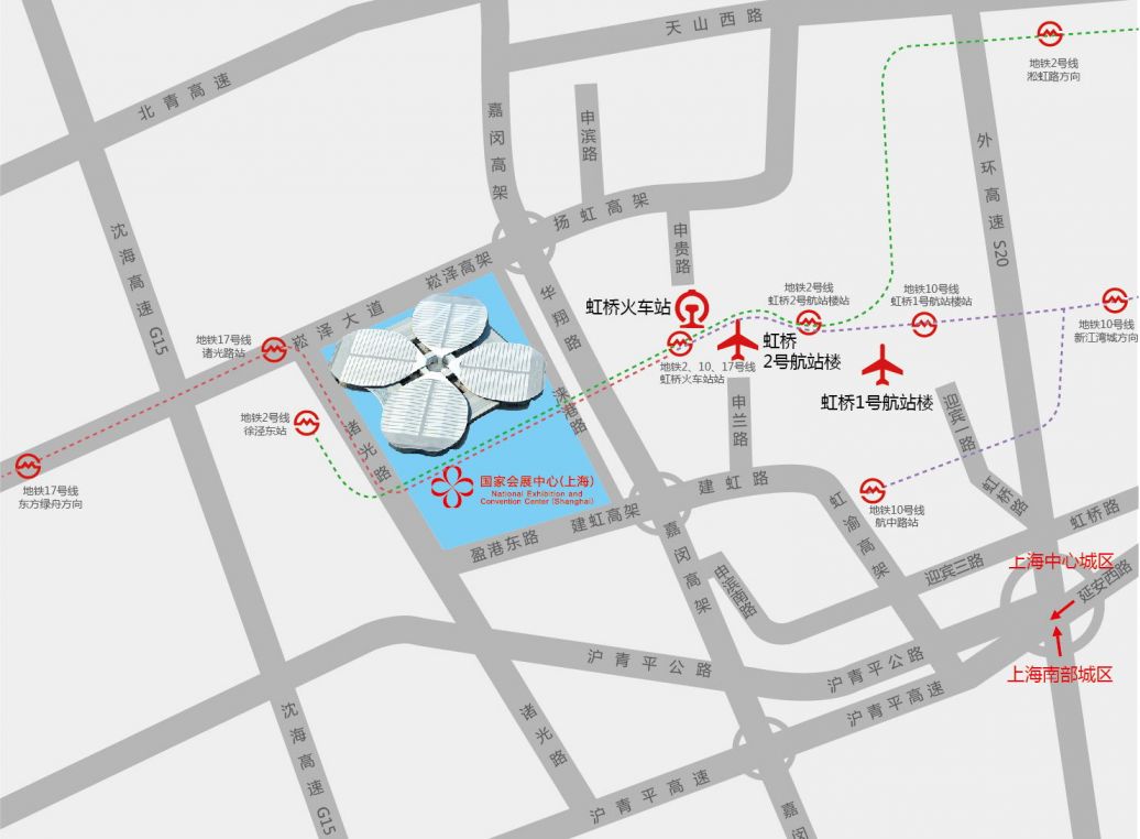 飛機國家會展中心(上海虹橋)距離虹橋機場航站樓僅1.