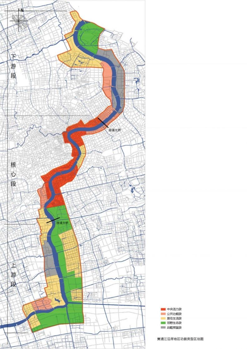 黄浦江沿岸地区空间结构图以外滩-陆家嘴-北外滩地区,世博-前滩-徐汇