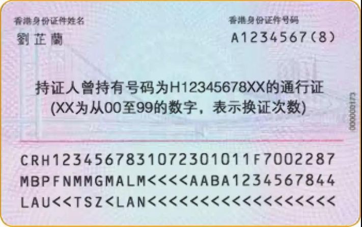 港澳居民来往内地通行证的正面视读区"证件号码"后,有一栏两位数的"换