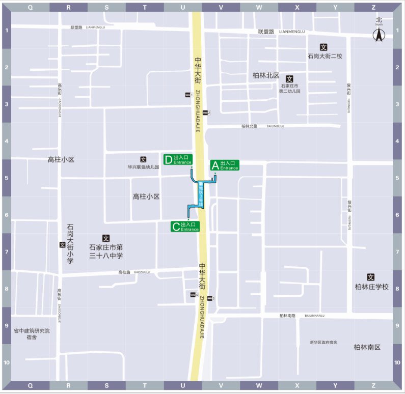 石家庄地铁3号线出入口位置示意图