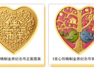 2021琴瑟和鸣心形纪念币图案(正面 背面)