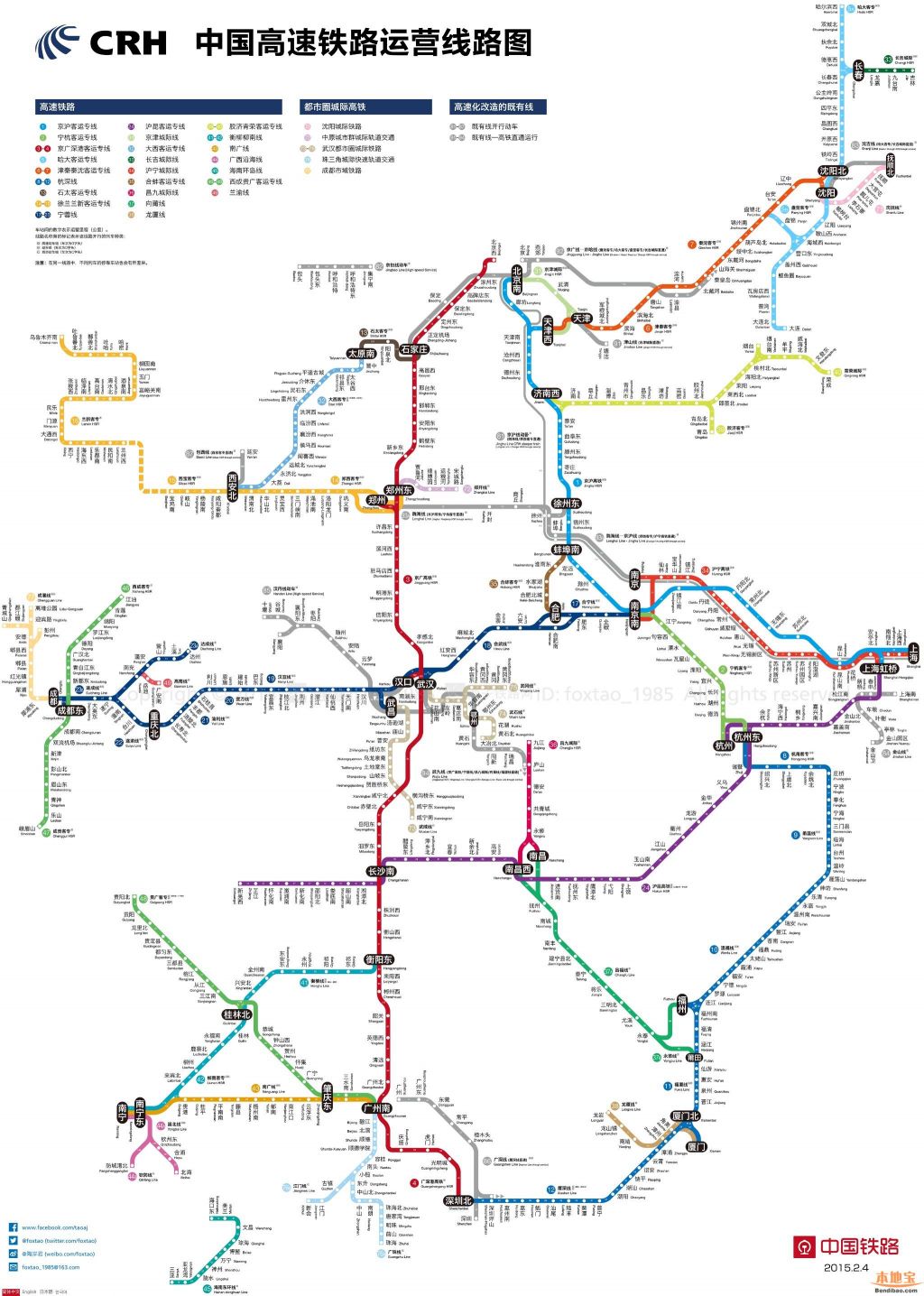 資訊快遞 交通 > 2016中國高鐵運營線路圖(高清) ()