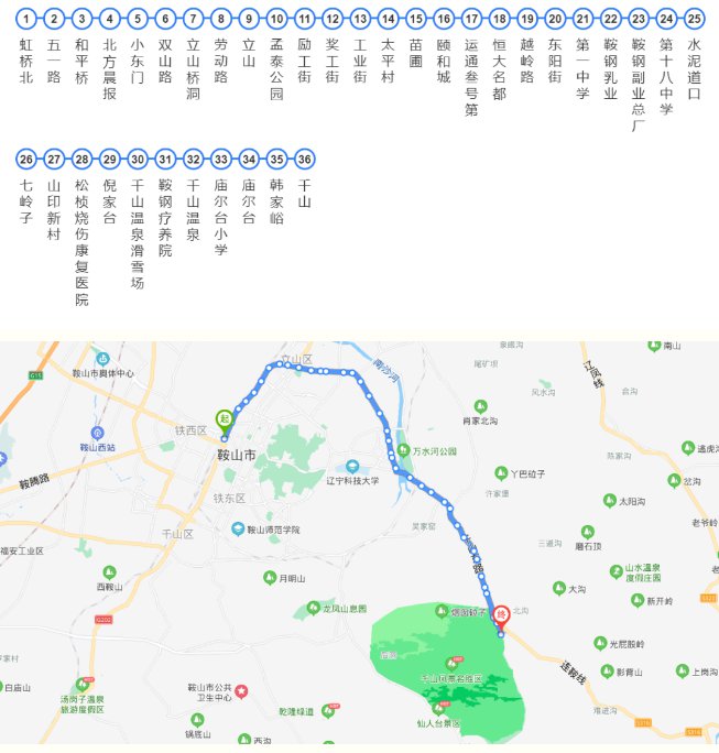 鞍山602路线路图图片