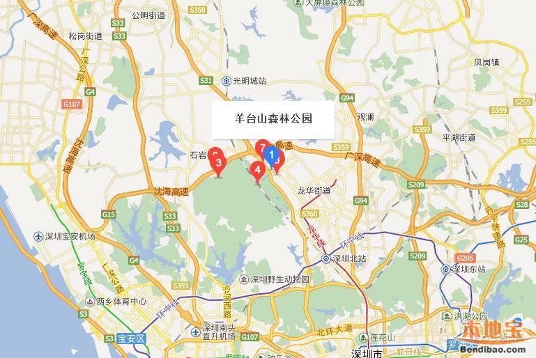 羊台山森林公园路线图片