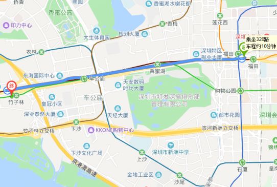 深圳福田地铁站到福田汽车站有多远