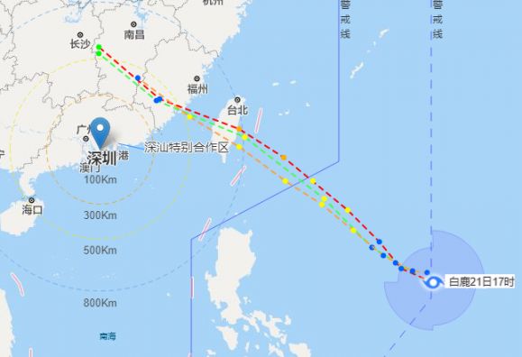 2019年8月21日颱風白鹿路徑預報