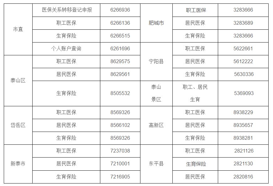 泰安各級醫保經辦服務大廳地址