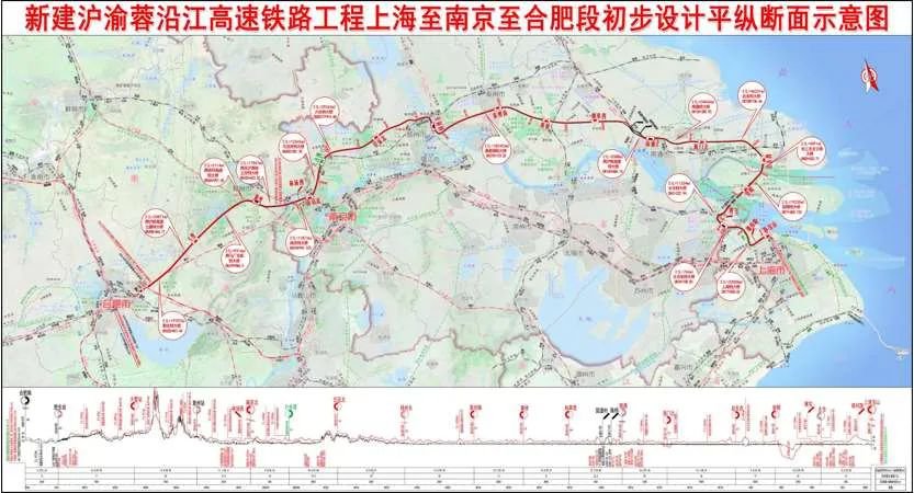 北沿江高铁路线全图全线站点设置