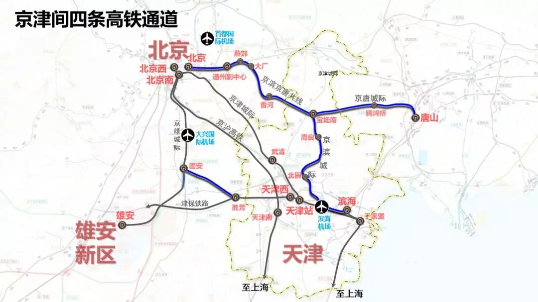 北京天津之间将建4条城际高铁