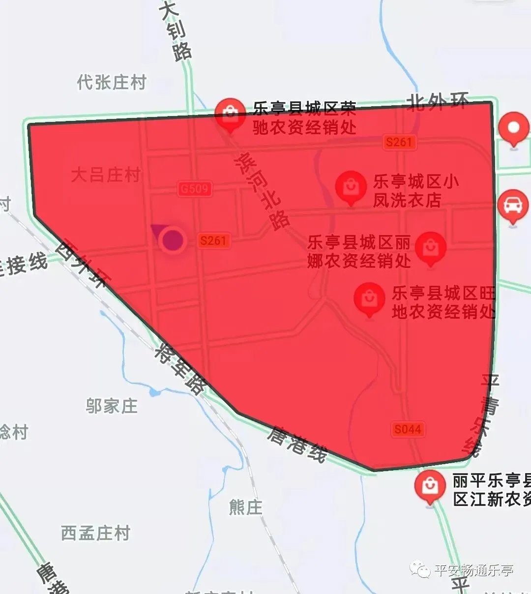 乐亭尾号限行区域地图图片
