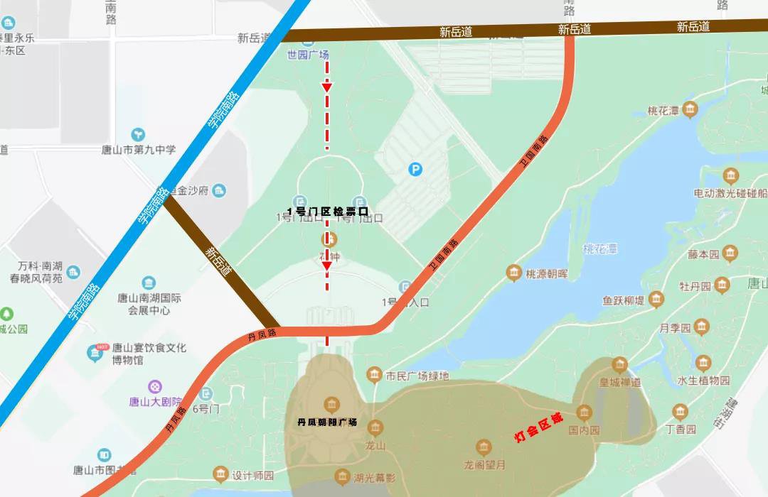 唐山南湖公園停車場分佈