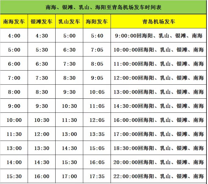 威海至青岛胶东机场的大巴班次 票价 行程时间