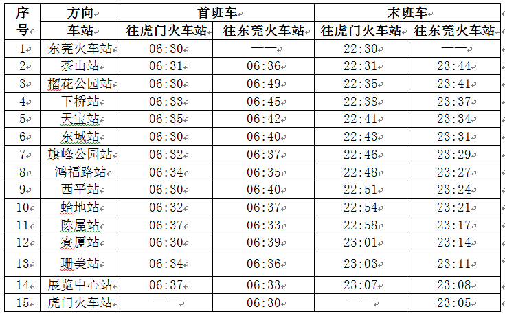 東莞地鐵2號線時間