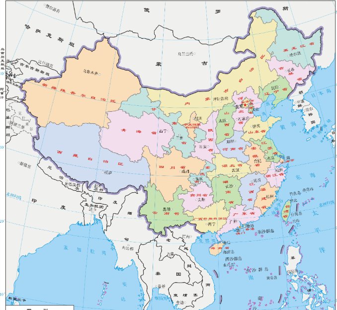 中国相邻国家地图高清图片