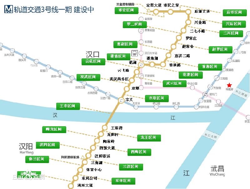 武汉地铁3号线线路图及站点名称完整版